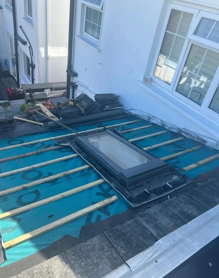 Skylight installation on flat roof
