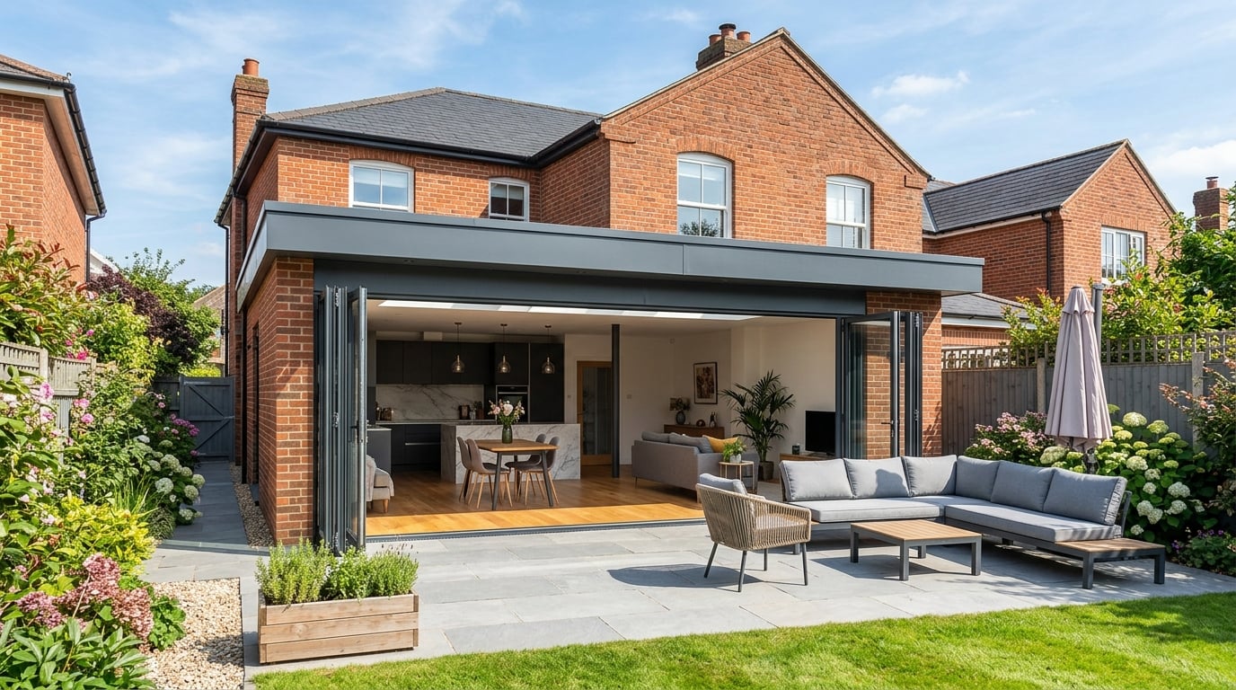 Modern UK home extension with flat roof
